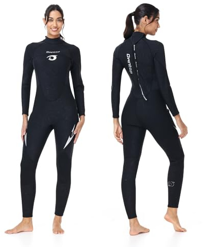 Owntop Combinaison de plongée pleine longueur en néoprène pour homme et femme de 1,5 mm, avec fermeture éclair dans le dos, peau de plongée professionnelle, pour le surf et la plongée avec tuba, noir