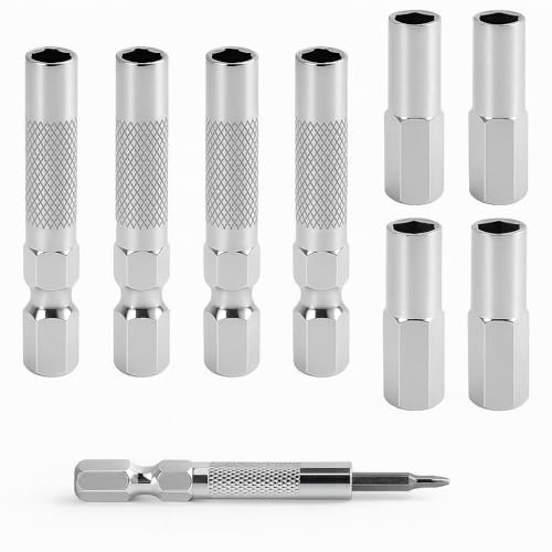 8 Stück Screwdriver Inserts, 6,35 to 4 mm Adapter Magnetic Sleeve, 25 mm & 45 mm Bithalter 1/4 Zoll, 1/4 Inch Bit Adapter für Micro Bits, Magnetische Hülse, Schraubendreher & Bohrmaschinen