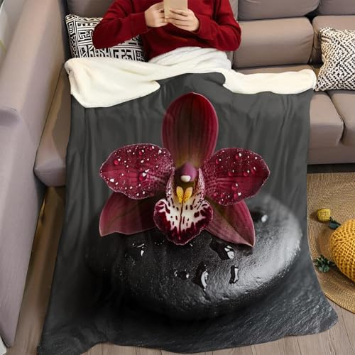 Flanell Kuscheldecke Lila Orchidee 100 x 130 cm Flauschige Wohndecke Weiche Fleecedecke Warm Sofaüberwurf Couchdecke Tagesdecke für Kinder und Erwachsene