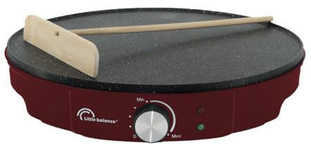 LITTLE BALANCE 8953 Happy Crêpes, Crêpière électrique, Crêpes, Pancakes, Galettes, Thermostat réglable, Sans PFAS, 1200 W, Piment