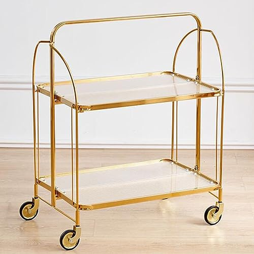 Goldener Rollwagen – klappbarer Servierwagen mit Rollen und Griff für Zuhause, Küche und Partys – vielseitige Getränkeaufbewahrung & Kaffee-/Tee-Getränkewagen