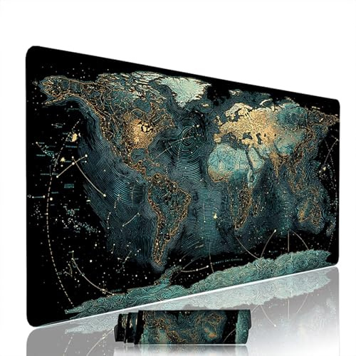 Tapis de Souris Abstrait sous Main Bureau Tapis de Souris Gaming XXL 700x300x3mm Mouse Pad Caoutchouc Carte Monde Grand sous Main Gamer Accessoires PC Imperméable, pour Clavier Ordinateur w-9052