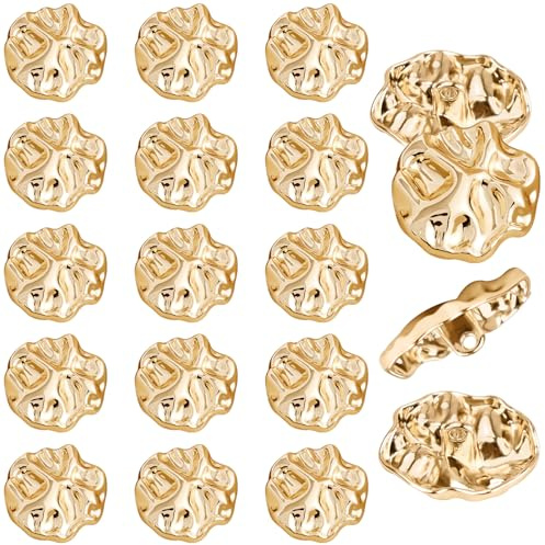 JAXICREY 15 Stück Knöpfe Gold, 21.5mm Goldene Knöpfe zum Annähen Metallknöpfe Druckknöpfe Gold Groß Vintage für Damenpullover und Mäntel für Anzüge Kleider Blusen Bastel DIY