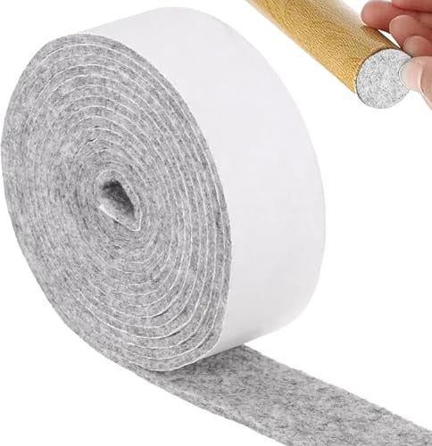 Filzband Selbstklebend Grau, 3mm Dick 10m x 3 cm Filzgleiter Filzstreifen Filz Selbstklebend Anti Quietsch, Zuschneidbar Möbelgleiter Filzklebeband für Fenster und Türen Stühle Möbe