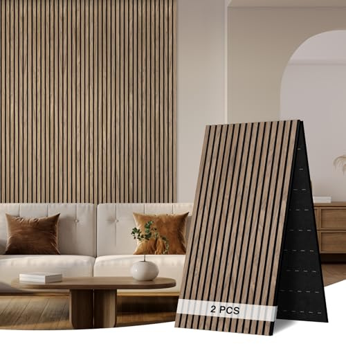AKK-ART Faltbar Akustikpaneele Holz 240x60cm-2 Stück(2,88m²)|3D Wandpaneele mit Holzfurnier & Filz|Holzpaneele Wand Acoustic Panel|Wandverkleidung innen für Home-Studio, Wohnzimmer & Büro Walnuss#4