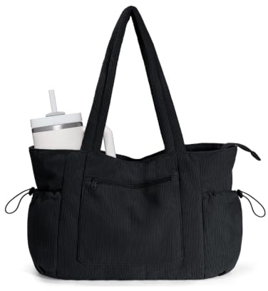 ECOHUB Cord Tasche Damen Groß, PET-Recycelte Tote Bag, Arbeitstasche mit 15,6 Zoll Laptopfach, Shopper Tasche mit Reißverschluss, Handtaschen für Die Schule, Uni, College, Büro, Everyday, Reisen