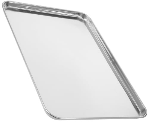SOLUSTRE Stainless Steel Baking Sheet Pan and Serving Tray, Rectangular Metal Plate for Preparing Cold Noodles, Suitable for Hotel and Japanese Cuisine