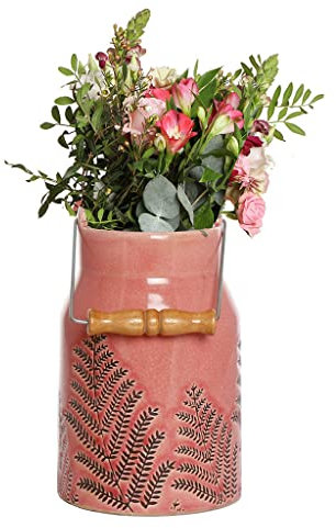 Pink Milk Churn Vase Ceramic Flower Display Vase Decoration Table Centrepiece Spring Summer Wedding Anniversary Home Decor Gift (BR20)