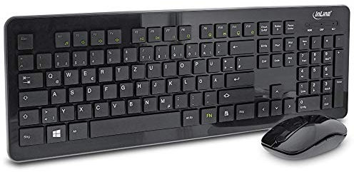 InLine 55368A Design Desktop, Tastatur-Maus Set, USB 2,4GHz Funk, DE Layout, optisch max. 1600dpi, schwarz