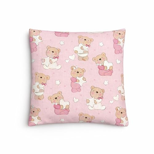 Kirschkernkissen 15x15 cm mit 2 waschbaren Hüllen | Handgemacht in Österreich | Wärmekissen & Kältekissen | Naturfüllung | 10 Designs für Babys & Kinder | (Rosa, Bärchen)