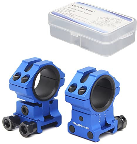 WestHunter Optics Adjustable Height Picatinny Scope Rings, 1 Inch 30 mm Precision Scope Mount | Blue