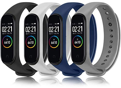 Funeng 4-Stück Kompatibel für Xiaomi Mi Band 4 Armband/Mi Band 3 Armband, Weiches Silikon Ersatzarmband Kompatibel mit Xiaomi Mi Band 3/4 (4 Stück-B)