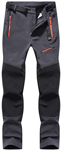 BenBoy Herren Wanderhose Wasserdicht Softshellhose Outdoorhose Winddicht Warm Gefüttert Skihose Snowboardhose Winter Trekkinghose,KZ41037M-Grey1-XL