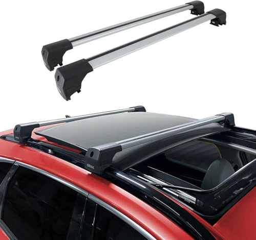 OMAC Dachträger Grundtäger kompatibel mit Mercedes GLA H247 2020-2025 Aluminium 75kg Silber 2tlg Geschlossene Reling für Fahrradträger, Dachboxen, Skiträger Abschließbar