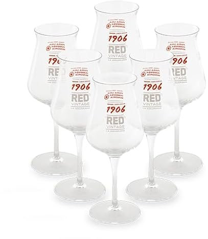 1906 Copas de Cerveza Familia 1906 - Pack de 6 copas de cerveza de cristal originales Red Vintage - Copas de 33cl