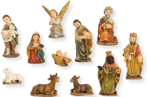 FADEDA 11x Markus-Krippenfiguren/Höhe:3 cm/handbemalt/detailgetreue Krippen Figuren - Weihnachten Tisch Dekoration Krippe Zubehör