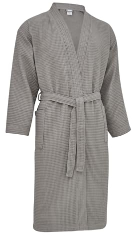 Clinotest Damen- und Herren Bademantel Napoli, Waffelpique, gau, in verschiedenen Größen (DE/NL/SE/PL, Alphanumerisch, XL, Regular, Regular, Grau)