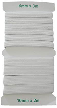 B2Q Gummilitze Gummiband 6mm x 3m und 10mm x 2m weiß (0005)