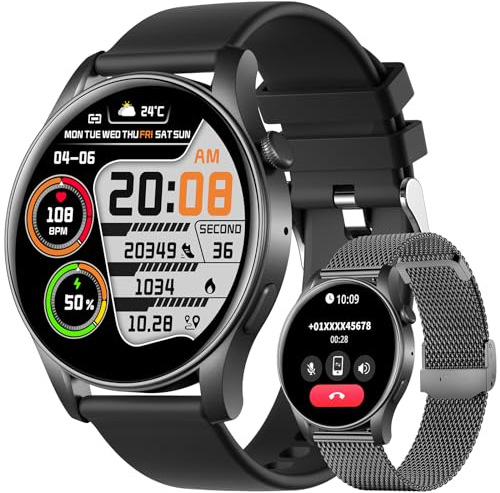 Smartwatch Uomo Donna, 1.43 HD Smartwatch con Chiamate Whatsapp, IP67 Impermeable, 107+ modalità Sportive, Monitoraggio del Sonno, Cardiaca per Android iOS