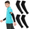 Telooco 2 Paia Manicotti Pallavolo Ragazza Bambini Manicotti di Protezione Solare Nero Maniche Anti-Taglio Anti-UV Compresse in Seta di Ghiaccio Compressa per Bambini Ragazzi Ragazze