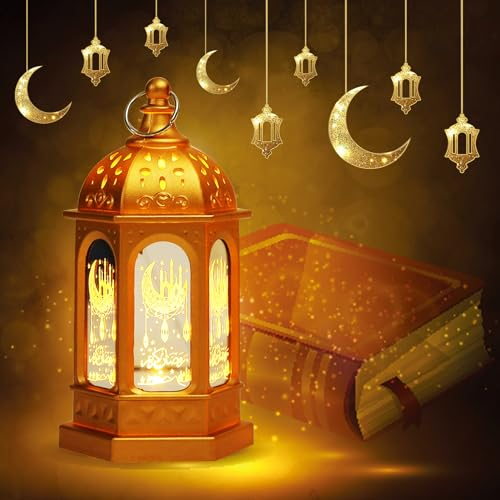 Shinybox Eid Festival Dekoratives Licht, Ramadan Lantern, Ramadan Deko Lampe, Ramadan Dekoration, Lampe Mond Stern Dekoration, Ramadan Mondlampe für Ramadan Muslimische Festival Dekorative(F)