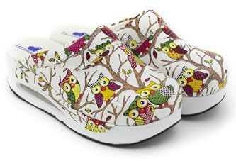 Terlik Sabo Air ST167 Max Leder Clogs Mules Hausschuhe Sabot Schuhe, Damen, weiße Eule, EU 42