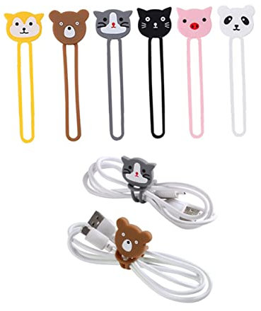 Silicone Cable Organisers Cartoon Reusable Silicone Cable Straps Headphone Manager Cord Keeper for Earphone Phone Charger Audio Computer