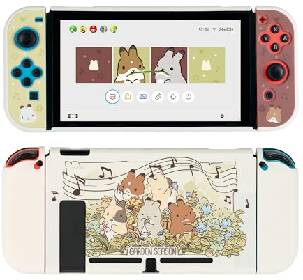 GeekShare Funda Protectora para Switch, Funda Delgada con Tema de Conejo, Carcasa Protectora de PC Dura Antiarañazos, Temporada de Jardín