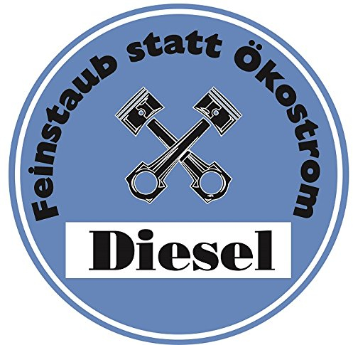 Feinstaub statt Ökostrom Aufkleber Sticker Blaue Umwelt-Plakette Diesel für Innen! JDM 2 Stück Fun Lustig Umweltzone Fahrverbot Autoaufkleber LKW