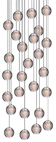 H.W.S LED Pendelleuchte Glas Kristall Hängeleuchte Lüster Dekoratives Kronleuchter Modern Pendellampe für Villa Treppe Wohzimmer Esszimmer Schlafzimmer Innenleuchte(26-Flamming, Square Plate)