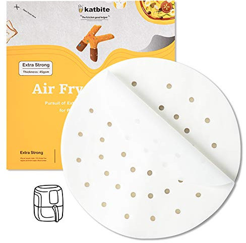 Katbite Backpapier für Heißluftfritteuse Airfryer Rund Ø 19 cm (7.5 Zoll), 120 Stück Antihaft Pergament als Dim Sum Papier, Dampfgarer Papier für Bambusdämpfer