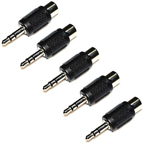 5 conectores de 3,5 mm mono, jack a RCA hembra, conector adaptador adaptador de enchufe recto