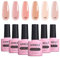 AIMEILI 8 in 1 Builder Nail Gel, Sheer Color Nude Pink Builder Nail Strengthener Extension False Nail Tips Builder Extension, Soak Off UV LED Gel Polish 6pcs X 10ml - Gift Kit 34