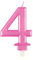 Metallische Geburtstagskerze - Zahl 4 - Rosa