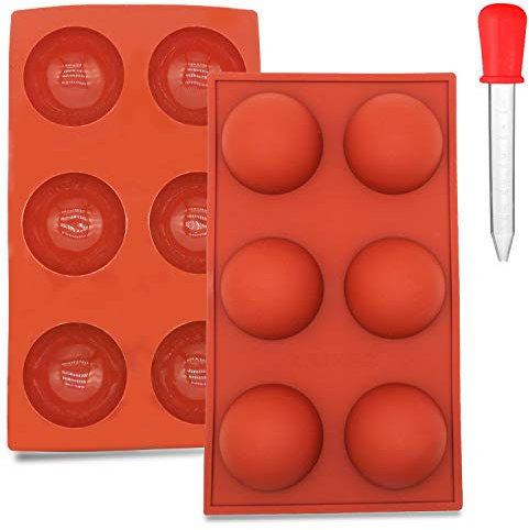 AYWFEY Lot de 2 Grand Moule en Silicone Semi-sphérique à 6 Cavités, Moules de Cuisson à 6 Trous Pour Gâteau au Chocolat Chaud Gâteau au Cacao Bonbons à la Gelée Mousse au Pudding Fabrication de Savon
