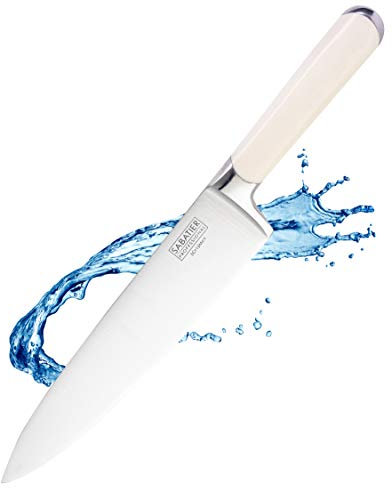 Sabatier Professional Large Cooks/Chefs Kitchen Knife - 8in/20cm Full Tang Taper Ground Stainless Steel Blade, Cream Handle. Sharp for Longer, Lifetime Performance 25yr Guarantee
