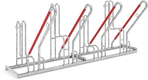 Anlehnparker 4504 XBF | Fahrradständer einseitig | für 4 extra breite Fahrräder | erweiterbar | Abwechselnde Hoch-/Tiefeinstellung | Fahrradparker Bodenparker Mehrfachständer Anlehnbügel | Dreifke®
