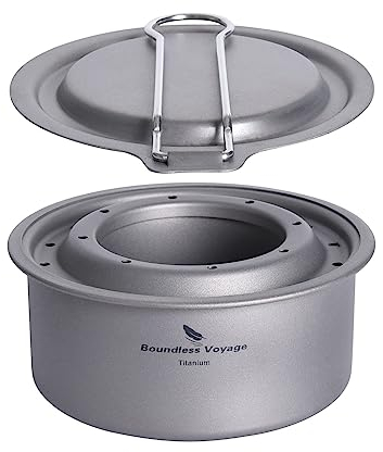 Boundless Voyage Camping titanio alcohol alcohol estufa con soporte olla mochilero estufa de leña al aire libre mini horno de leña quemador Ti2011C