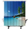 Ulticool Duschvorhang - Strand Natur Meer Insel Palme - 180 x 200 cm – Waschbar – Anti Schimmel - Wasserdicht - mit 12 Ringe - Blau