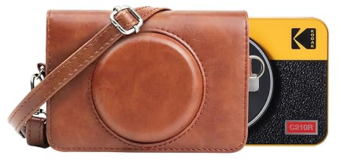 MUZIRI KINOKOO Tasche für Kodak C210R Mini Shot 2 Retro 2-in-1 Kamera und Fotodrucker, Alte versionen Mini Shot 2 Retro Schutzhülle aus PU Leder mit verstellbarem Schultergurt - Braun