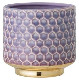 Nordring Pot de Fleur Goldy - Pots de Fleurs décoratifs Couleur pour intérieur Style rétro créatif S (10 cm ø), Violet, Céramique