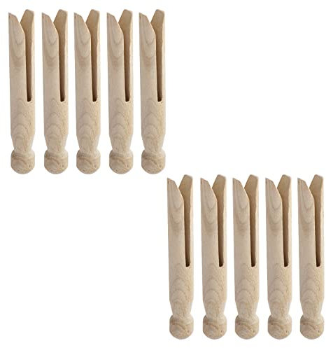 Mcredy Pinzas para ropa de madera, 10 pinzas redondas de madera antiguas tradicionales