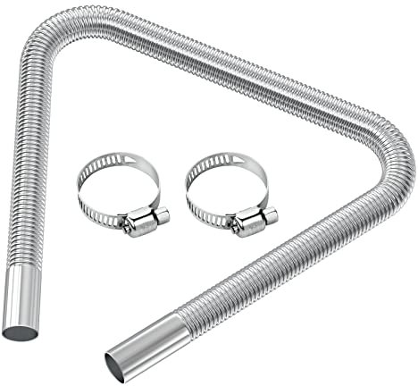 URAQT Tubo del Riscaldatore Dell'aria, 120cm Ø 2.5cm Tubo di Scarico in Acciaio Inossidabile, Tubo del Riscaldatore Parcheggio con 2 fascette stringitubo, per riscaldatore di parcheggio