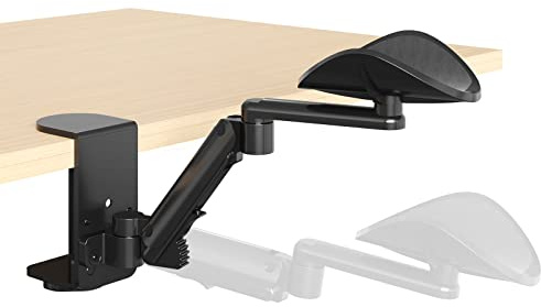 JOY worker Clamp-on Adjustable Arm Rest, 360° Rotating Elbow Rest for Desk | 6-Level Height Adjustable Arm Support, for 3.7 Thicker Desktop, Left/Right Hand Use, No Assembly, Black