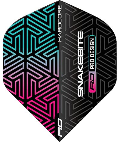 RED DRAGON Peter Wright Snakebite Hardcore Premium Schwarz und Regenbogen Dartflug - 3 Set pro Packung (insgesamt 9 Dart-Flights)
