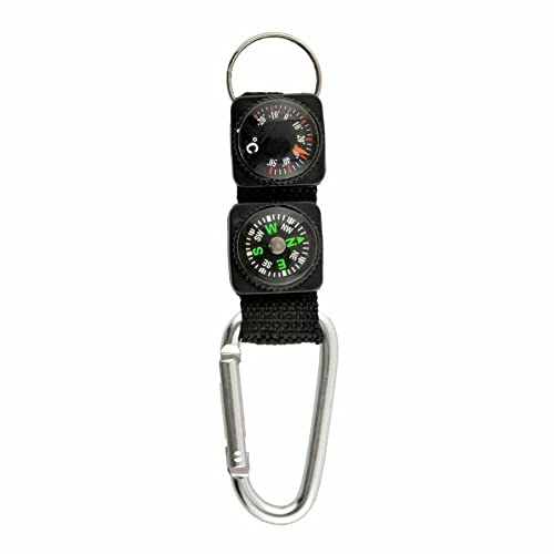 Multifunktionaler 3-in-1-Karabiner für Camping, Klettern, Wandern, Mini-Karabiner, mit Kompass, Thermometer, Zubehör, Schlüsselanhänger, Werkzeug