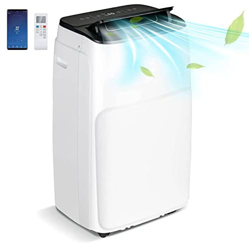 GiantexUK 7000/9000/12000BTU Portable Air Conditioner, 5-in-1 AC Unit, Heater, Dehumidifier, 2/3-Speed Fan with WiFi Smart APP, Sleep Mode, LED Display, Remote Control & 24H Timer (12000BTU, 2 Speed)