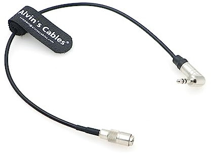 Alvin's Cables Tentacle Sync Ultradünnes Timecode-Kabel 3,5 mm TRS rechtwinklig auf DIN 1,0/2,3 für Canon EOS R5C 30cm