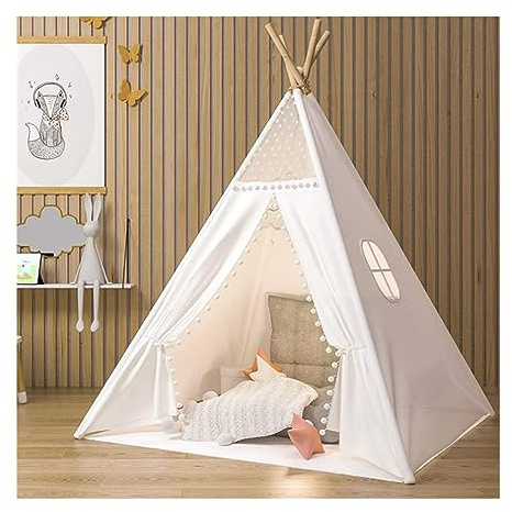 Kids Teepee Cotton Play Tent Large Indoor and Outdoor Folding Tent for Boys and Girls (without Fun Flag and Carrying Bag)