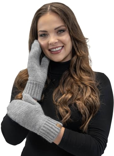 VIVISENCE Damen Winter Fausthandschuhe Aus Wärmendem Garn Mit Breitem Strickbündchen, Handschuhe Gemütlich Stilvolle Musterloses Design Für Kalte Wintertage Herbst Modell 7015